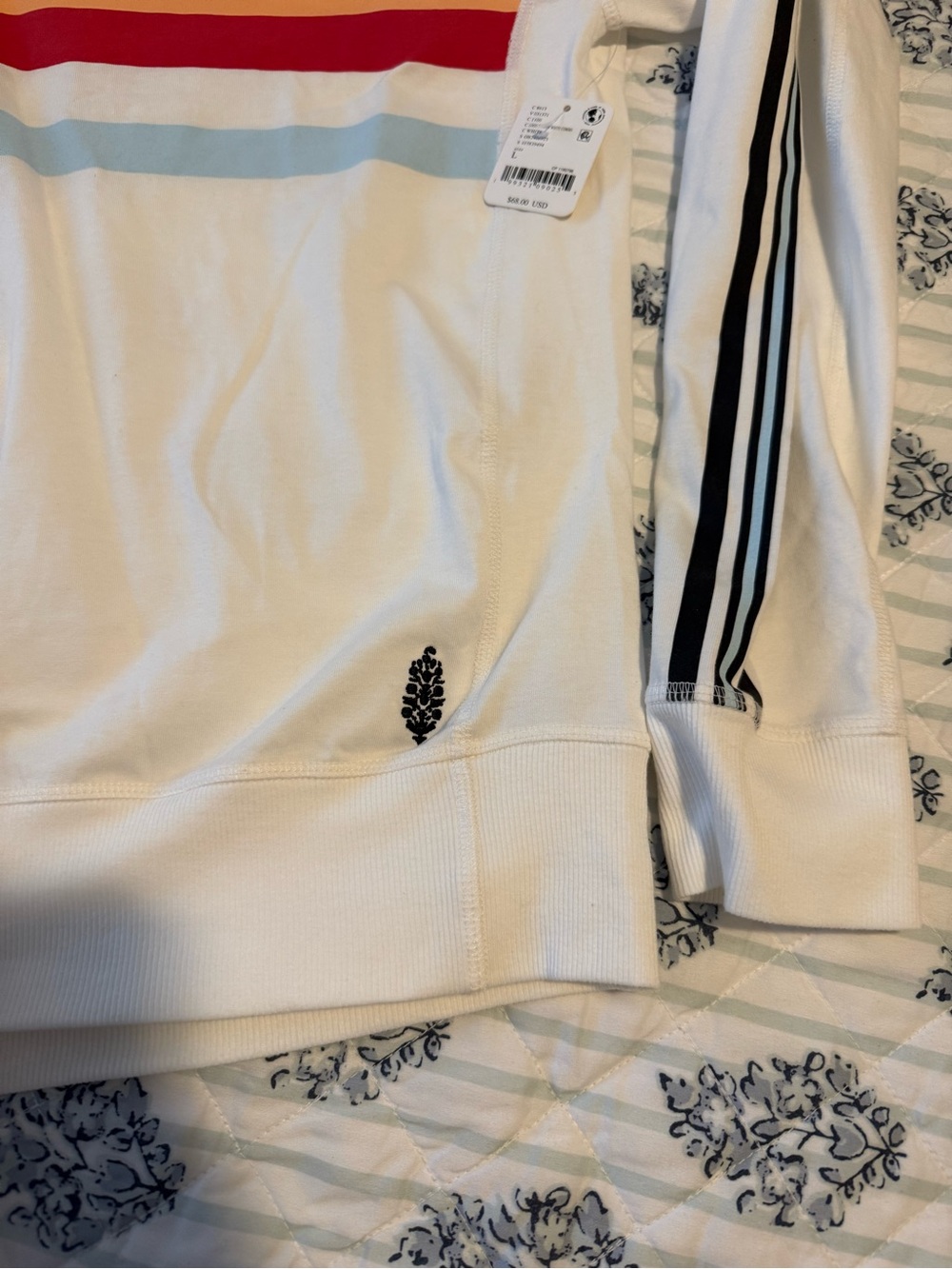 FP Movement by Free People White Tee with Multicolor Stripes - Picture 3 of 4